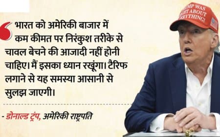 ट्रंप ने कहा-भारत, अमेरिका में खपा रहा अपना चावल... लगाएंगे नया टैरिफ