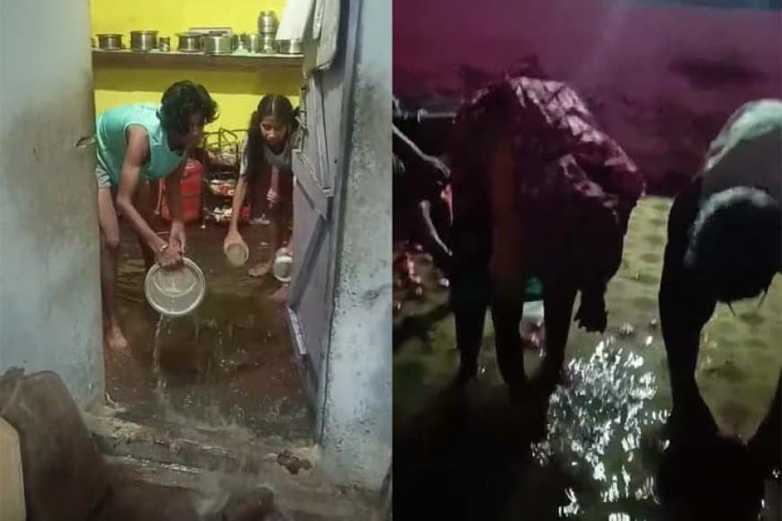 मूसलाधार वारिश से घरों में भरा पानी,