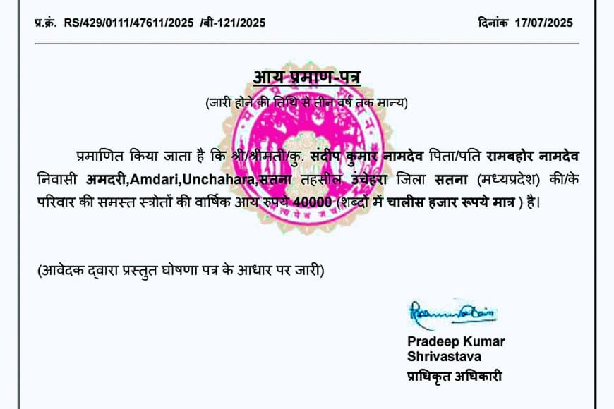 भारत का सबसे 'गरीब' व्यक्ति मिला सतना में, शून्य वार्षिक आय का प्रमाण पत्र जारी कर प्रशासन की कार्यप्रणाली पर उठे सवाल