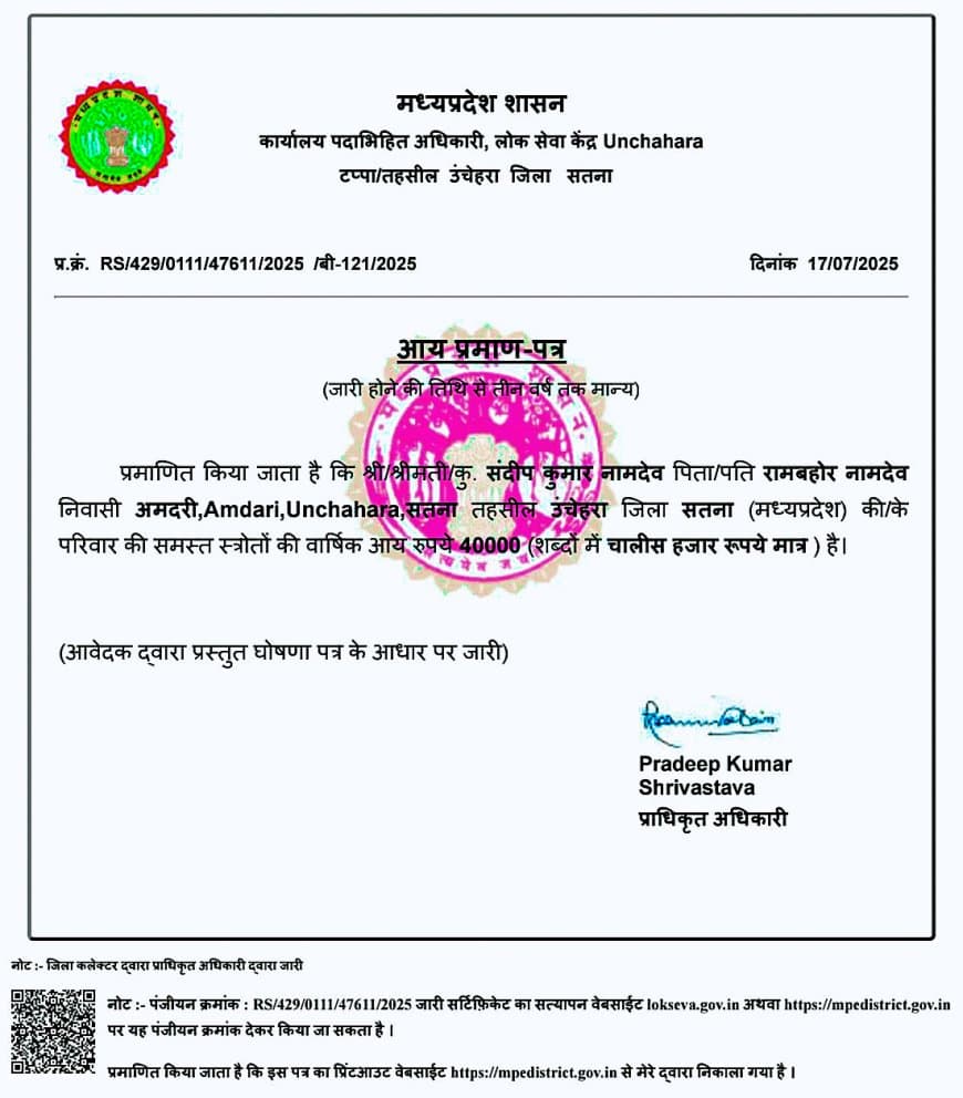 भारत का सबसे 'गरीब' व्यक्ति मिला सतना में, शून्य वार्षिक आय का प्रमाण पत्र जारी कर प्रशासन की कार्यप्रणाली पर उठे सवाल