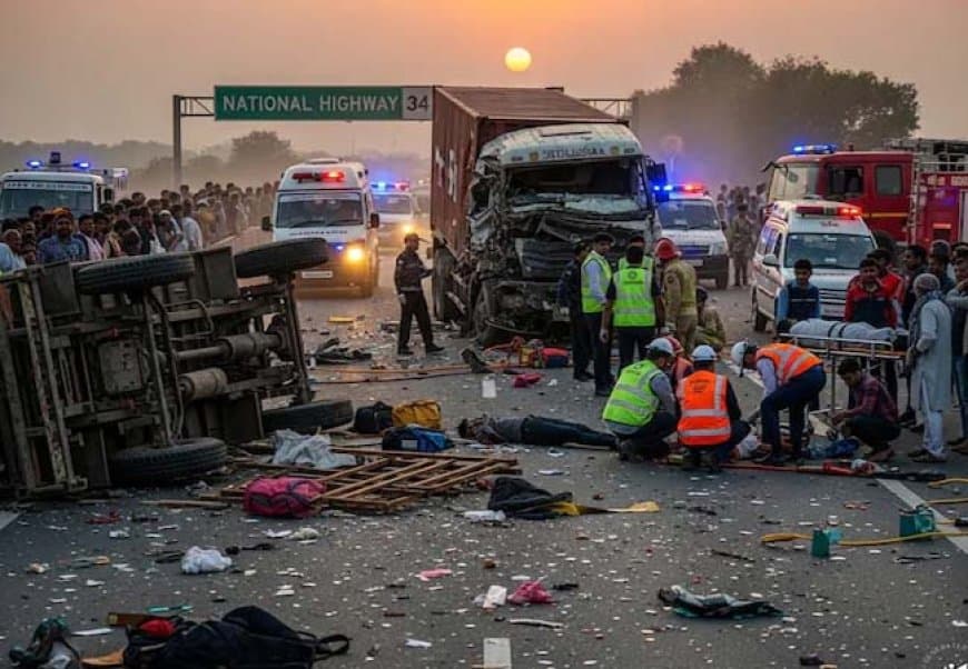 बुलंदशहर... ट्रैक्टर को कंटेनर ने मारी टक्कर, आठ की मौत