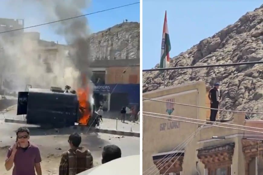 सुलग उठा लेह... भाजपा कार्यालय और सीआरपीएफ की गाड़ियों को किया आग के हवाले