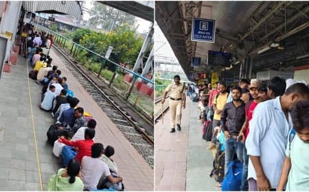 दिल्ली से लेकर इंदौर तक भीड़... ट्रेन के लिए दो किमी लंबी कतार