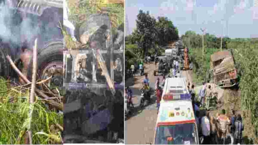 ओंकारेश्वर में भीषण सड़क हादसा: डंपर की चपेट में आने से ई-स्कूटी सवार दो लोग जिंदा जले