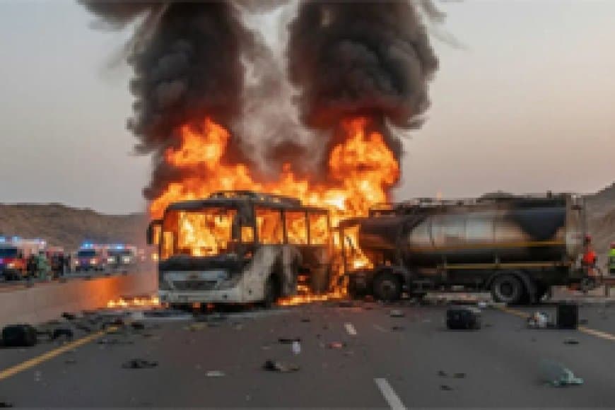 बस-टैंकर की भीषण टक्कर, उमराह के लिए गए 45 भारतीयों की मौत