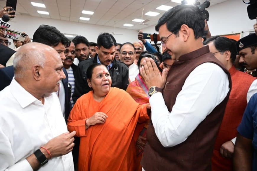 उमा भारती ने गौ संरक्षण पर की प्रदेश अध्यक्ष हेमंत खंडेलवाल से मुलाकात