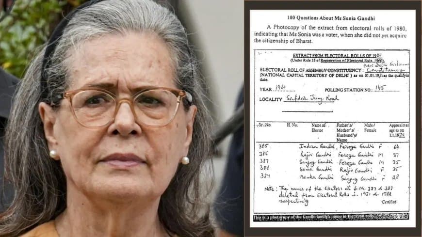 वोटर लिस्ट में फर्जीवाड़े पर नोटिस... सोनिया गांधी छह जनवरी तक दें जवाब  
