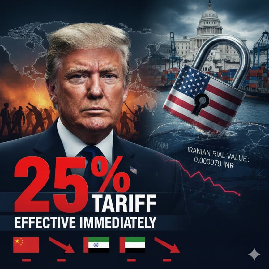 ट्रम्प का नया प्रहार: ईरान से व्यापार करने वाले देशों पर लगेगा 25% टैरिफ, भारत की बढ़ेगी मुश्किलें