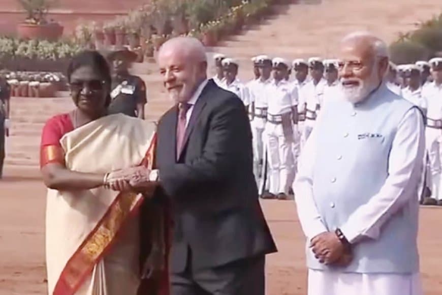 भारत: राष्ट्रपति भवन में ब्राजील के राष्ट्रपति लूला दा सिल्वा का औपचारिक स्वागत