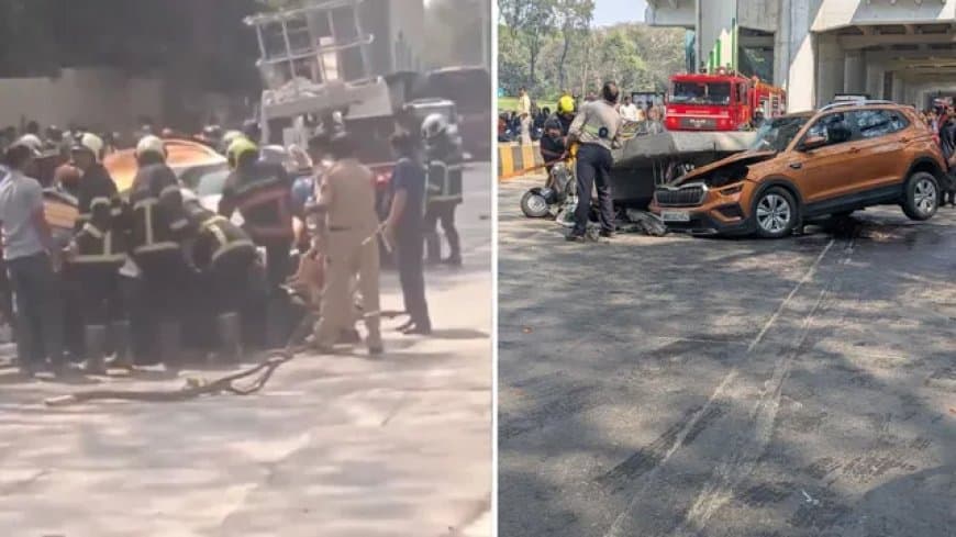 मुंबई: चलती कार और आटो पर मेट्रो का पिलर... एक की मौत