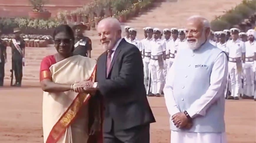 भारत: राष्ट्रपति भवन में ब्राजील के राष्ट्रपति लूला दा सिल्वा का औपचारिक स्वागत