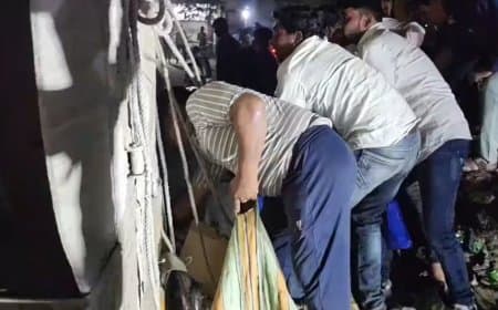 मध्याप्रदेश: धार में पलटा ट्रक... 300 पेटियां बीयर लूट ले गए लोग