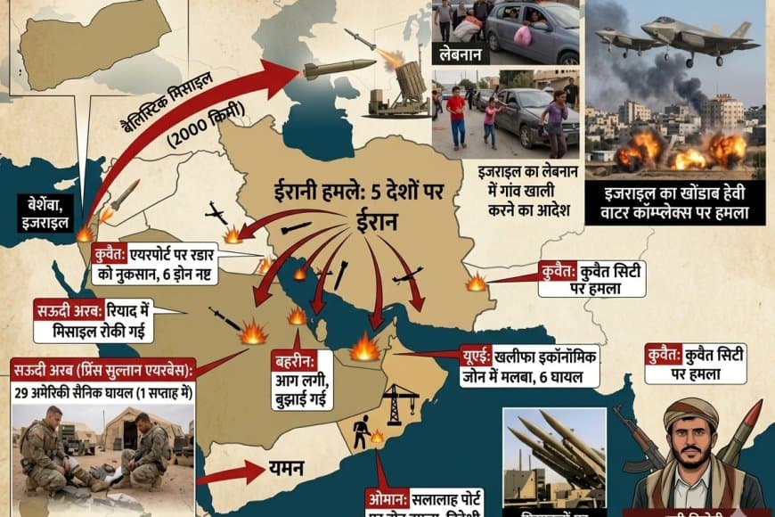 ईरान-इजराइल युद्ध: हूती विद्रोहियों ने दागी मिसाइल, 5 देशों पर ईरानी हमला
