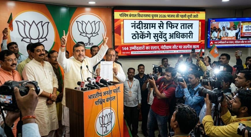 बंगाल का चुनावी शंखनाद: भाजपा की पहली सूची में 144 नाम, नंदीग्राम से फिर ताल ठोकेंगे सुवेंदु