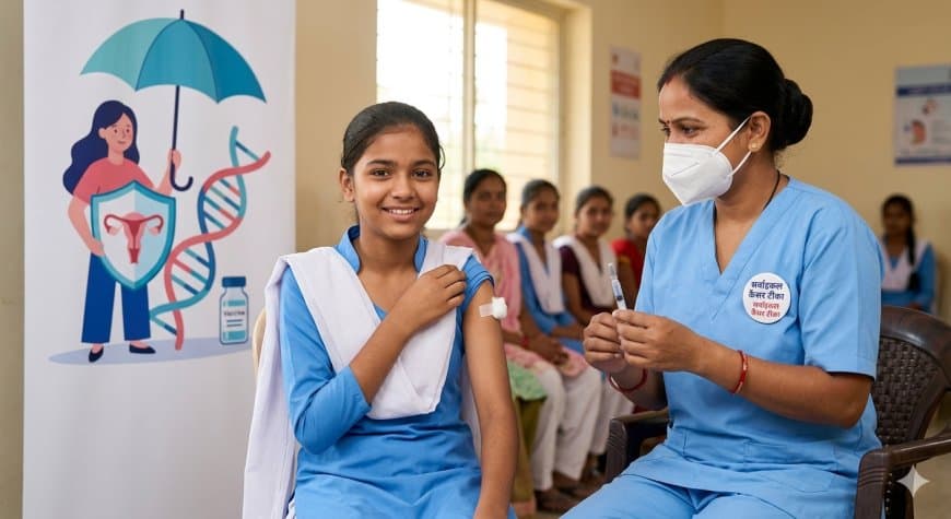 मध्यप्रदेश में HPV टीकाकरण का रिकॉर्ड: 1 लाख से अधिक बालिकाओं को लगा सर्वाइकल कैंसर का टीका