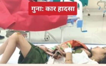 गुना में कार डिवाइडर से टकराई, एक महिला की मौत, पांच घायल, उज्जैन से लौट रहा था परिवार 