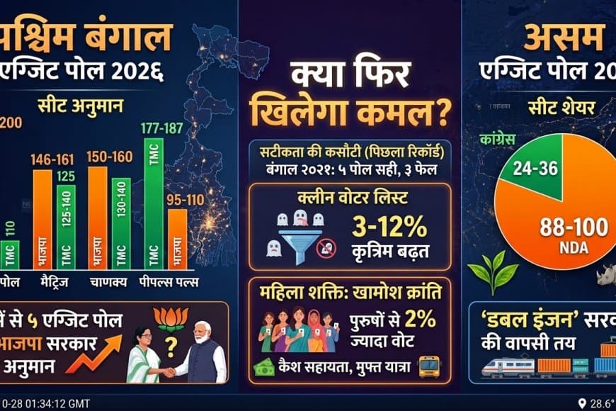 चुनावी रण 2026: क्या बंगाल में होने वाला है 'तख्तापलट'? एग्जिट पोल के चौंकाने वाले आंकड़े