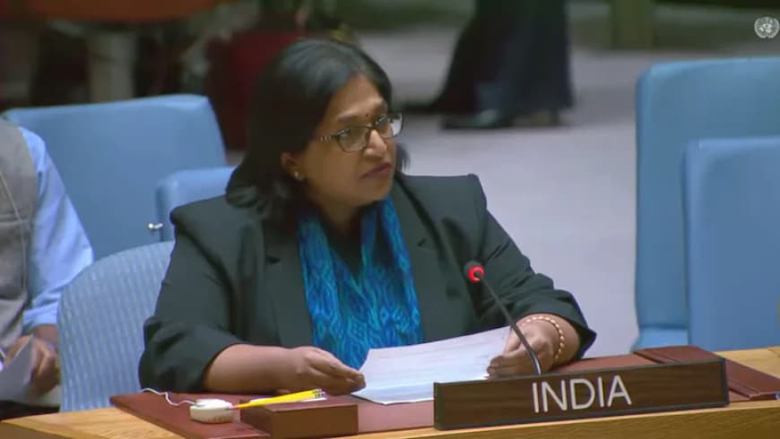 संयुक्त राष्ट्र में भारत की उप स्थायी प्रतिनिधि योजना पटेल भारत का रूख रखती हुईं।