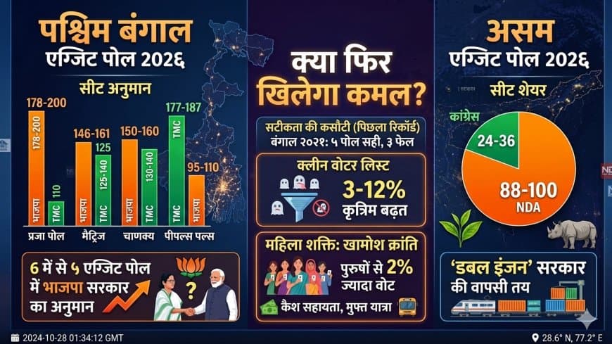 चुनावी रण 2026: क्या बंगाल में होने वाला है 'तख्तापलट'? एग्जिट पोल के चौंकाने वाले आंकड़े