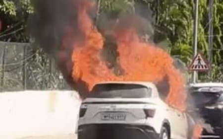 भोपाल में चलती SUV बनी आग का गोला, शोरूम की लापरवाही पर मालिक ने काटा हंगामा