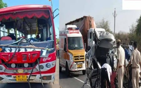 मध्यप्रदेश: रायसेन में दो बसों में भिड़ंत... पांच यात्रियों की मौत, 20 गंभीर...घटनास्थल पर मची चीख-पुकार  