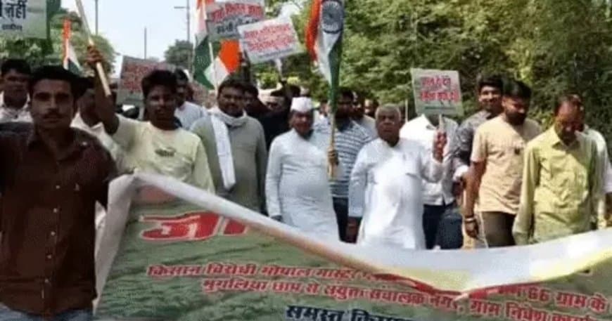 भोपाल मास्टर प्लान 2047 का विरोध: 66 गांवों के किसान सड़कों पर उतरे, BIZ ज़ोन हटाने पर अड़े