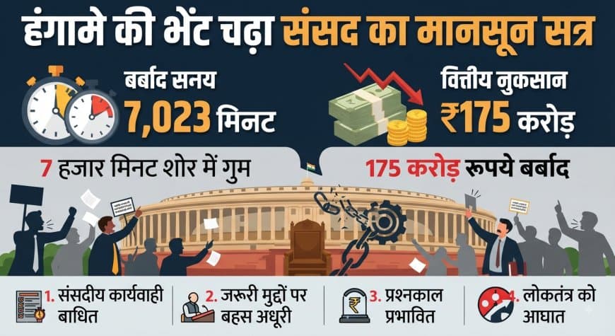 संसद का मानूसन सत्र: जनता के 175 करोड़ हंगामे की भेंट चढें, बहस अधूरी, प्रश्नकाल पर असर संसद का मानूसन सत्र: जनता के 175 करोड़ हंगामे की भेंट चढें, बहस अधूरी, प्रश्नकाल पर असर