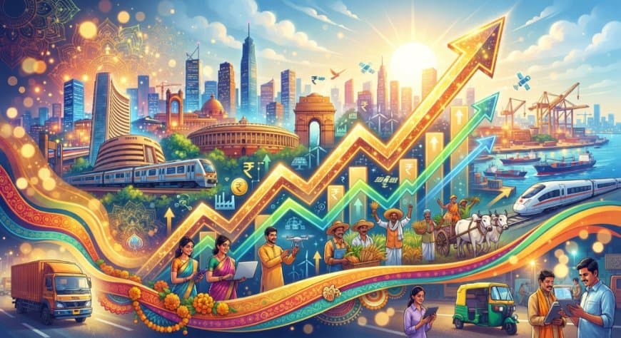 भारत की जीडीपी ग्रोथ ने अमेरिका-ईरान युद्ध के असर को नकारा, Q1 में 7.8% पर पहुंची विकास दर भारत की जीडीपी ग्रोथ ने अमेरिका-ईरान युद्ध के असर को नकारा, Q1 में 7.8% पर पहुंची विकास दर