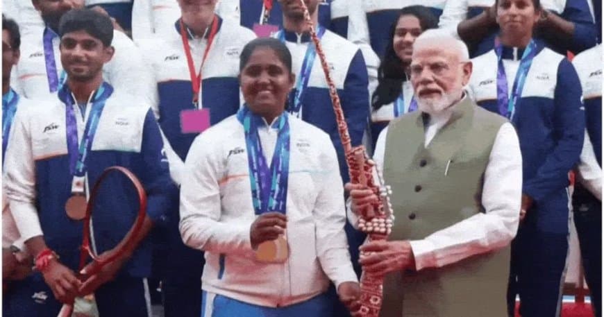 प्रधानमंत्री मोदी और एशियन गेम्स 2026 के भारतीय दल की ऐतिहासिक मुलाकात प्रधानमंत्री मोदी और एशियन गेम्स 2026 के भारतीय दल की ऐतिहासिक मुलाकात